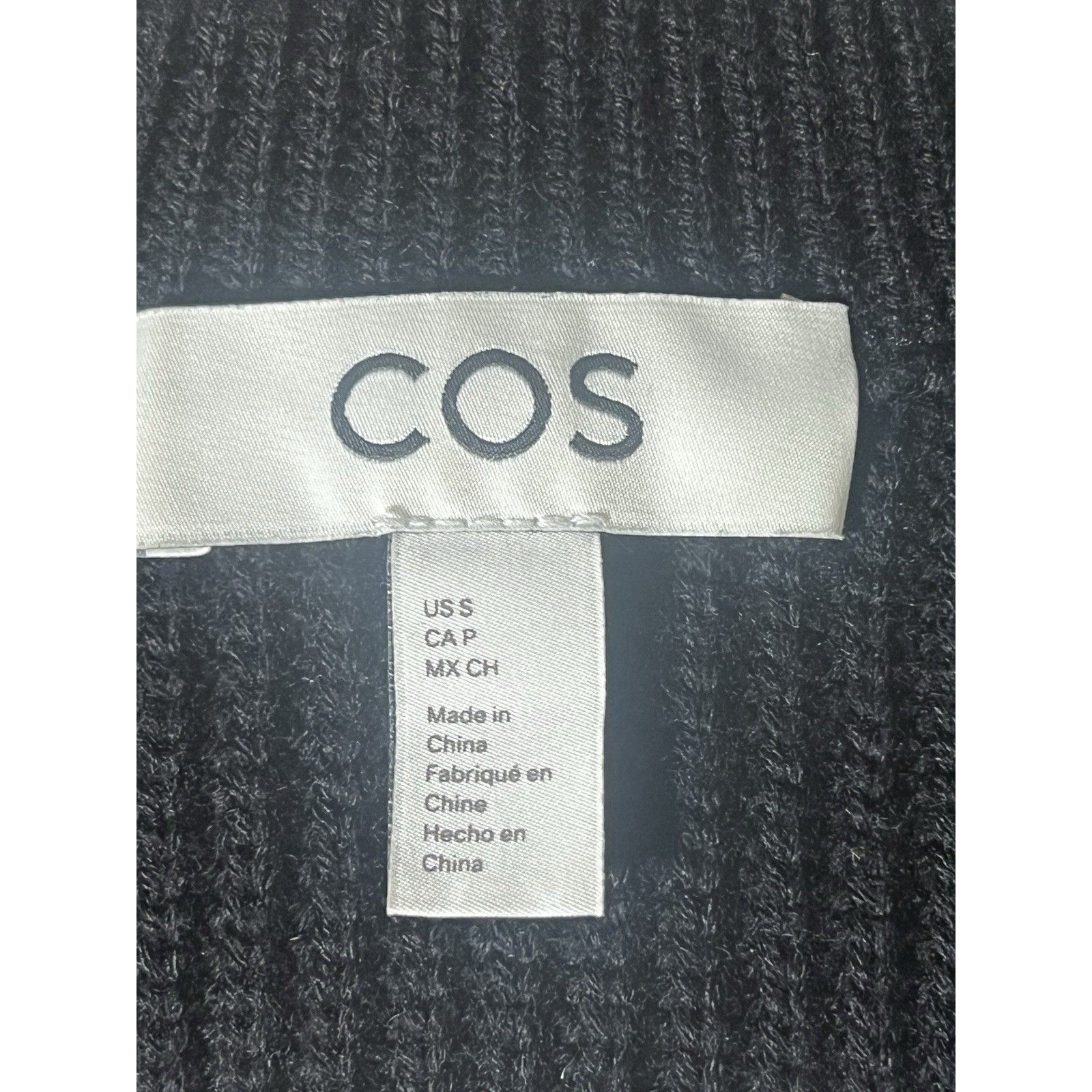 Cos Sweater Woman's S Black Cream Striped Wool Cotton Knit Oversized Half Zip — image 7 of 8